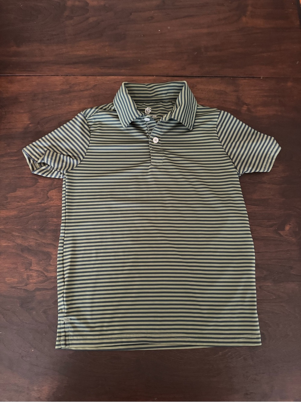 Class Club Boys Green and Navy Striped Polo Shirt